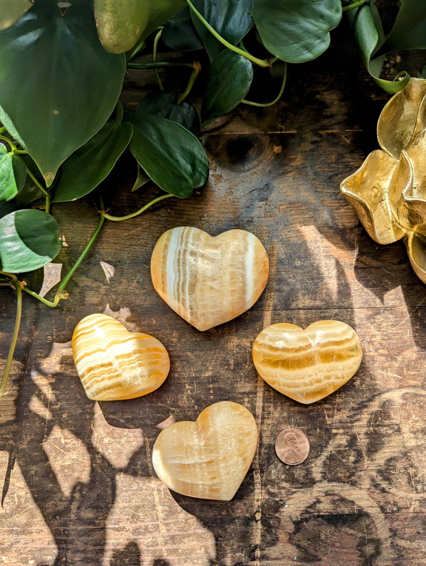 Yellow Calcite Banded Puffy Heart