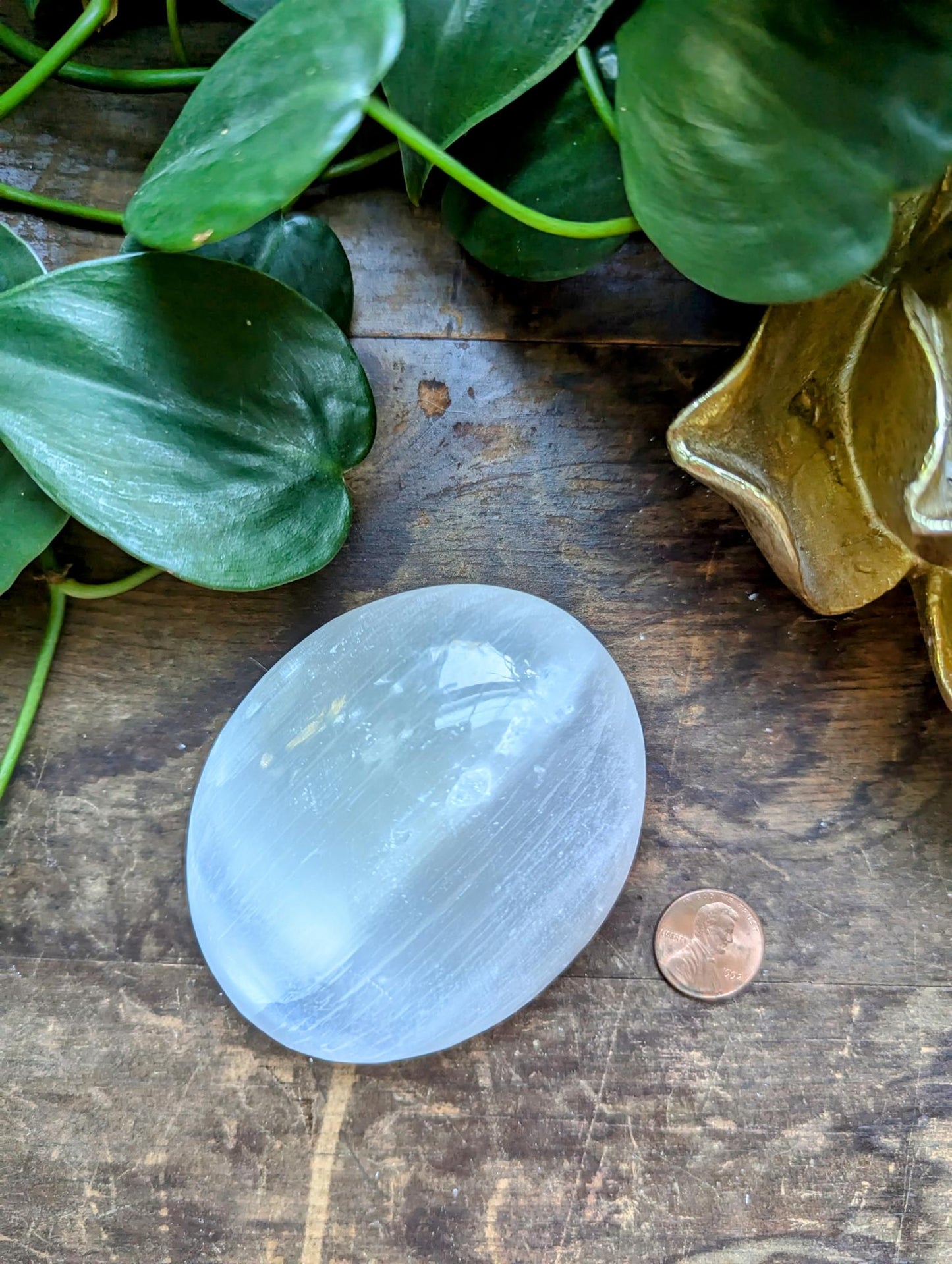 Selenite Palm Stone