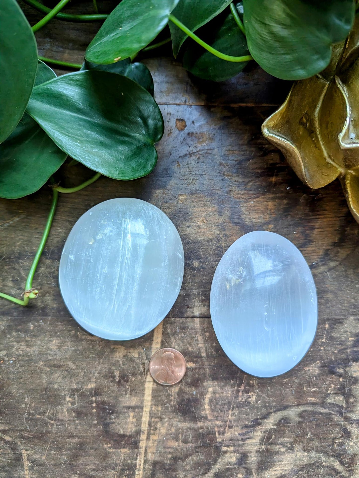 Selenite Palm Stone