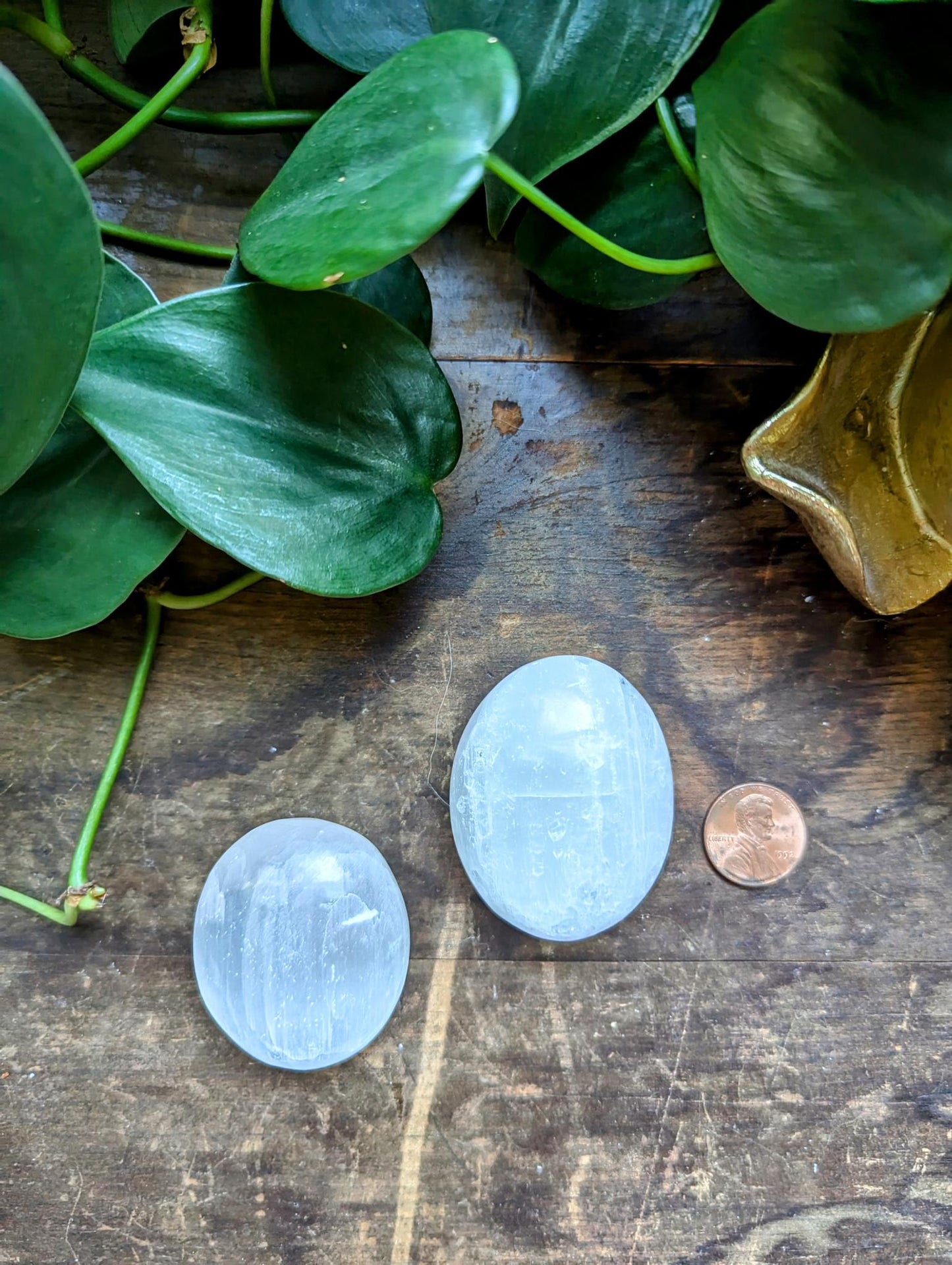 Selenite Palm Stone