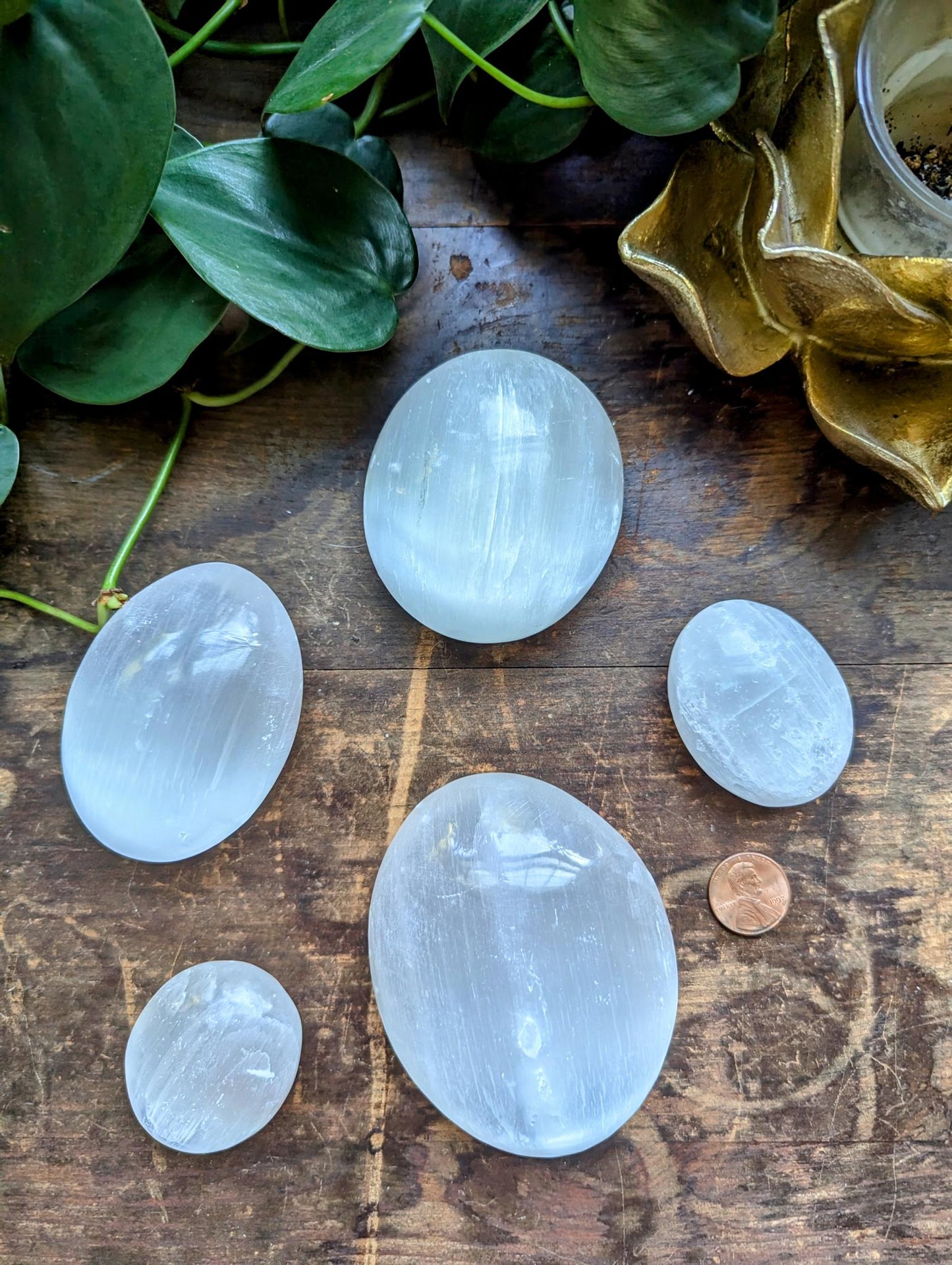 Selenite Palm Stone