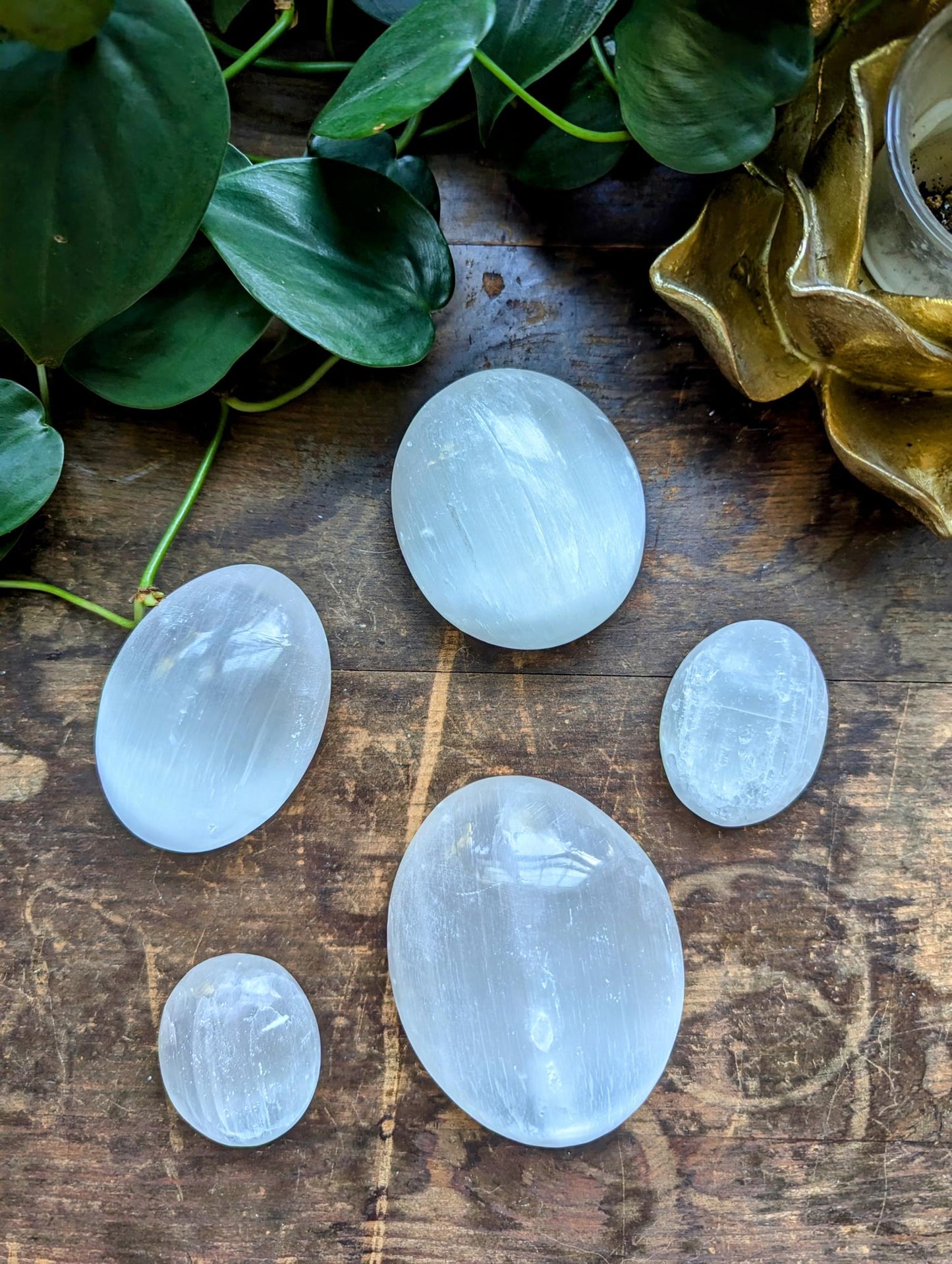 Selenite Palm Stone