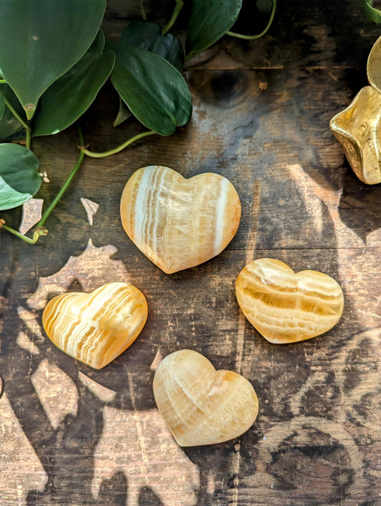 Yellow Calcite Banded Puffy Heart